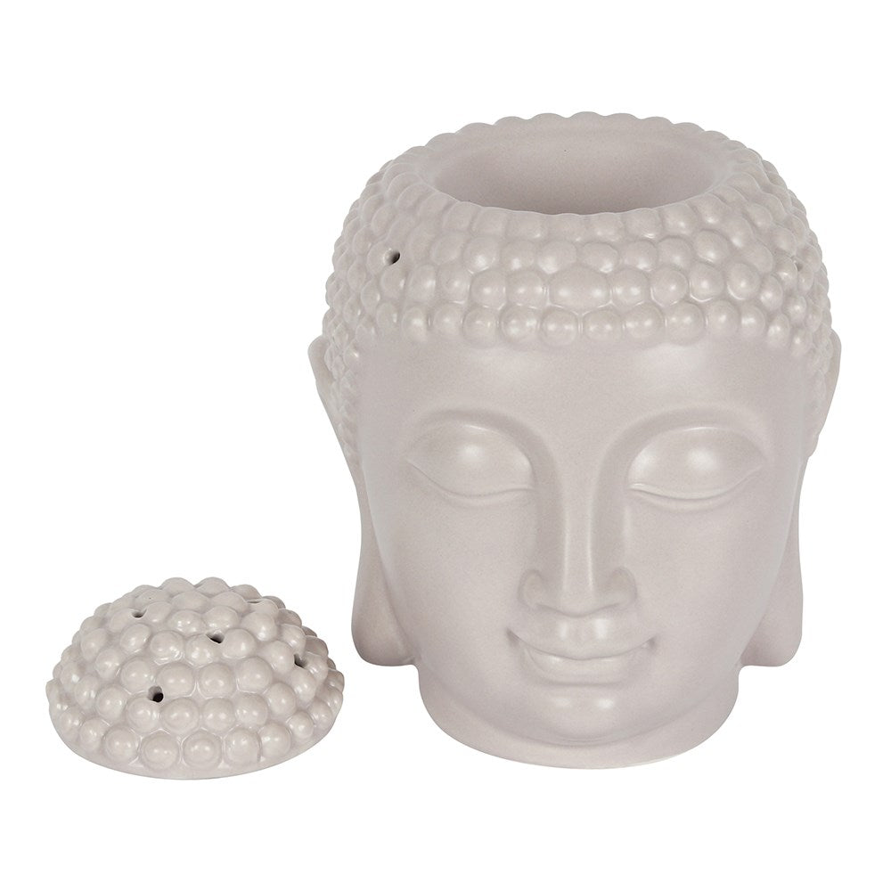 Large Ceramic Grey Buddha Head Oil Wax Burner
