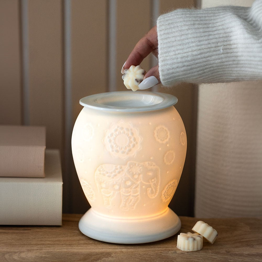 Elephant White Ceramic Electric Wax Oil Burner