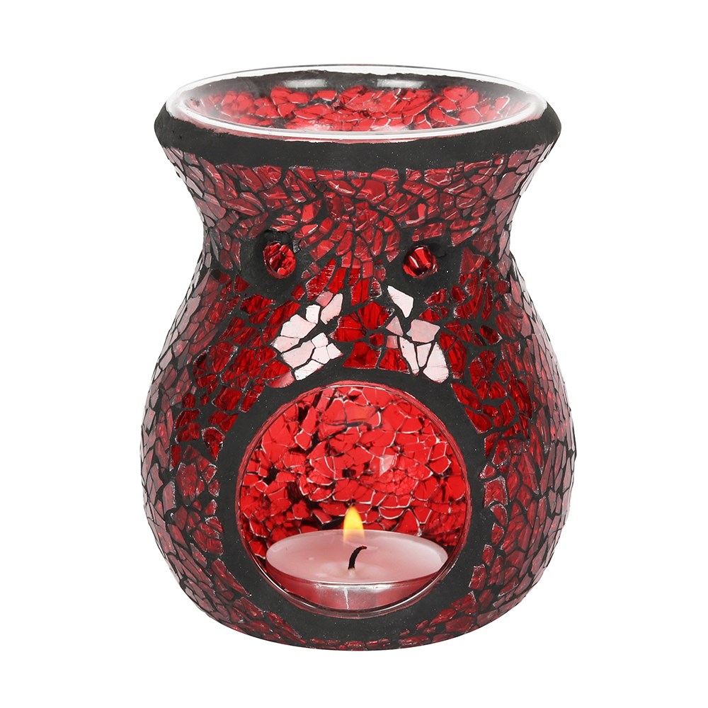 Small Mirrored Crackle Glass Oil Burner Wax Melter