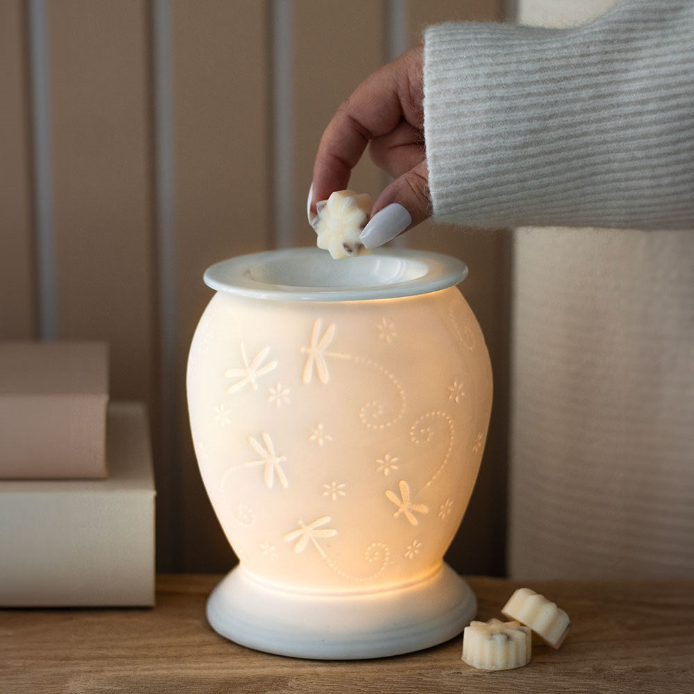 Dragonfly White Ceramic Electric Wax Oil Burner