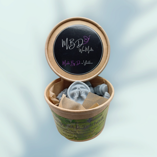Open Container of Gray Mini Skull wax melts