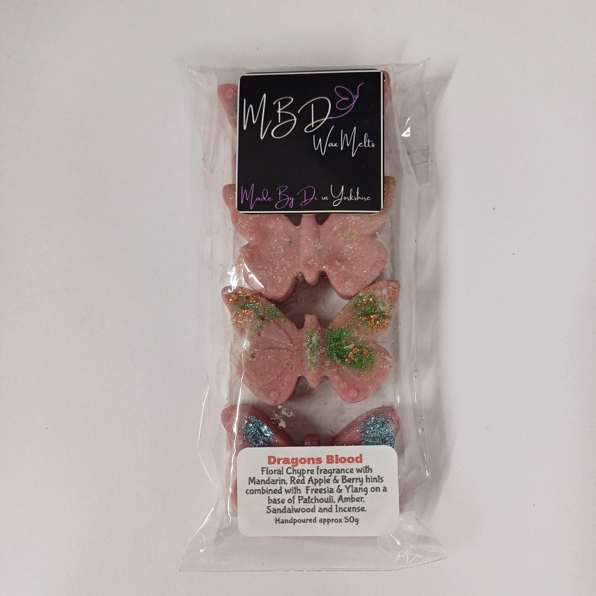 Packaged Pink Decorated Butterfly Wax Melts
