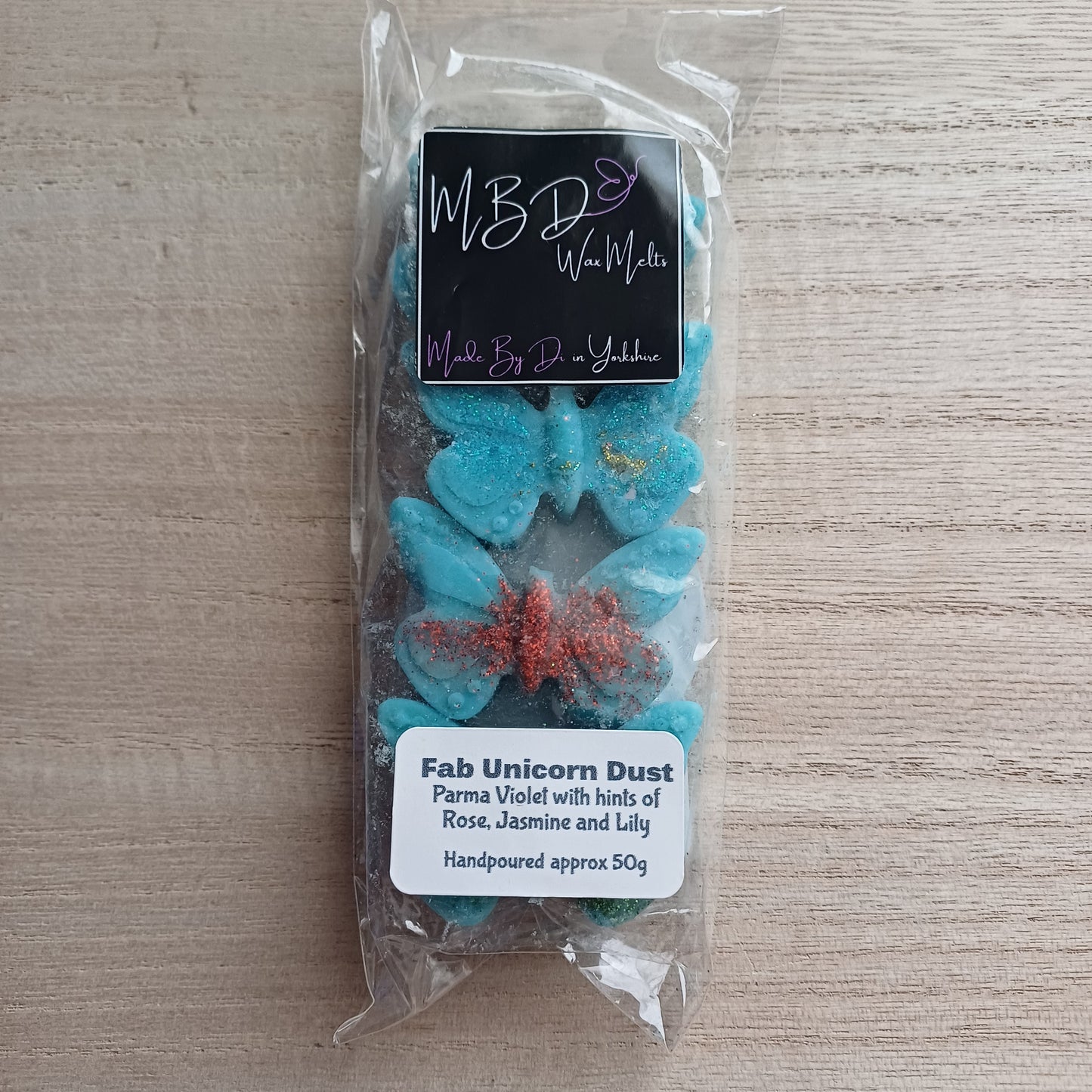 Packaged Turquoise Butterfly Shaped Wax Melts