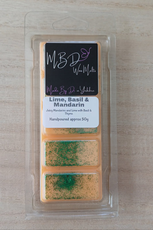 Wax Melt in a clear package on a wooden surface