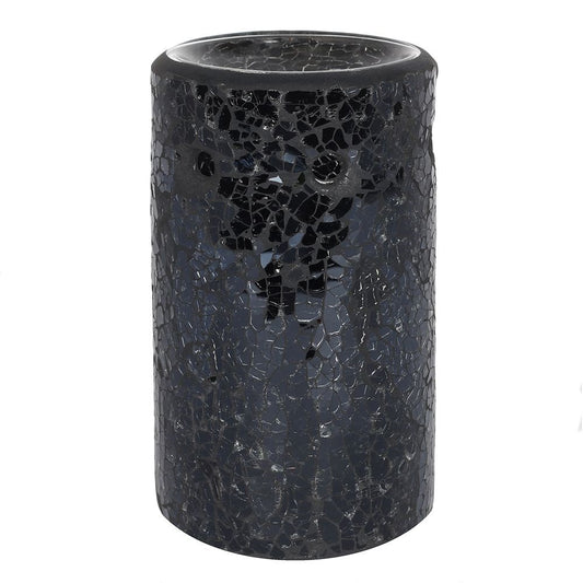 Black Mirrored Crackle Effect Ceramic Pillar Oil Burner Wax Melter