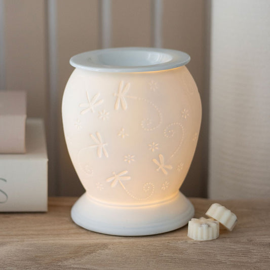 Dragonfly White Ceramic Electric Wax Oil Burner