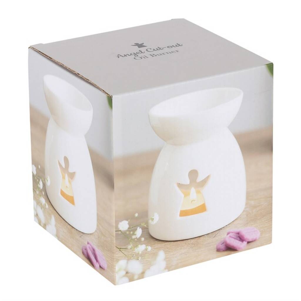 White Cut Out Angel Silhouette Wax Burner